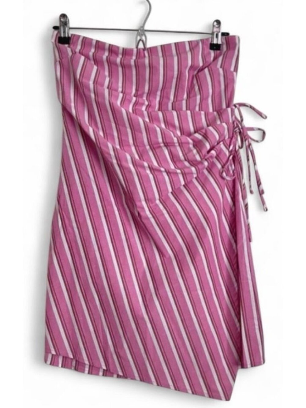 Wild Fable Pink Striped Asymmetrical Wrap Mini Dress Size S NWT